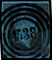 "1538" - Uscz (Reg.-Bez. Bromberg), Klar Und Zentrisch Auf Kabinettstück 2 Sgr. Schwarz Auf Blau, Katalog: 3 O - Sonstige & Ohne Zuordnung