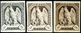 1880, Burger-Entwurf, Neudruck Von 1880, 3 Silbergroschen In Den Farben Schwärzlich, Bräunlich Bzw. Braun, Ungebraucht O - Otros & Sin Clasificación
