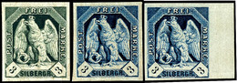 1880, Neudruck Des Burger-Entwurfs 3 Sgr. In Den Farben Grünlich Bzw. Blau Auf Weißem Papier, Tadellose Erhaltung, Ungeb - Otros & Sin Clasificación