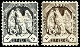 1880, Gezähnte Neudrucke Des Burger Entwurfs, 3 Sgr. Schwarz Bzw. Olivbräunlich, Ungebraucht Ohne Gummierung, Tadellose  - Otros & Sin Clasificación