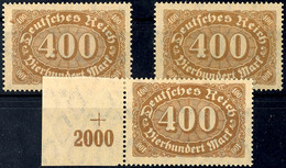 400 Mark Ziffer In B-Farbe Drei Mal Tadellos Postfrisch, Tiefst Gepr. Oechsner BPP Bzw. Infla, Mi. 195.-, Katalog: 222b( - Autres & Non Classés