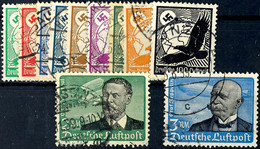 5 Pf - 3 RM Flugpost Komplett Tadellos Gestempelt, Mi. 95.-, Katalog: 529/39 O - Sonstige & Ohne Zuordnung