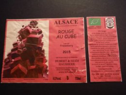 Alsace - Pinot Noir Rouge Au Cube Bio 2015 - Hubert Et Heidi Hausser - Lieu Dit Fronenberg Eguisheim - Autres & Non Classés