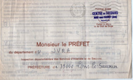 TB 2684 - Lettre En Franchise Postale - Sapeurs Pompiers - Centre De Secours De MONT SOUS VAUDRAY Pour LONS LE SAUNIER - Military Postmarks From 1900 (out Of Wars Periods)