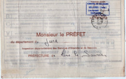 TB 2685 - MILITARIA - Lettre En Franchise Postale - Sapeurs Pompiers - Centre De Secours SELLIERES Pour LONS LE SAUNIER - Military Postmarks From 1900 (out Of Wars Periods)