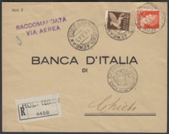 1943 11 MAR AEREOGRAMMA RACCOMANDATO DA RODI EGEO PER CHIETI AFFR.PER L.2,25 " IMPERIALE " - Marcophilie (Avions)