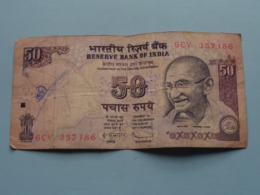 50 ( Fifty ) RUPEES : 6CV 357186 ( Reserve Bank Of India ) ! - India