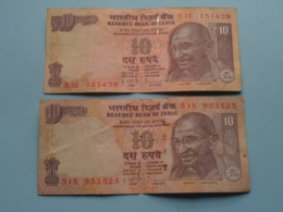 10 ( Ten ) RUPEES : 53E 151439 & 51S 953525 ( Reserve Bank Of India ) ! - Inde