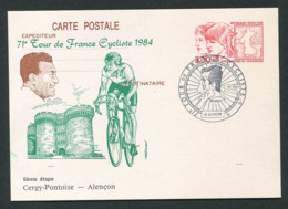 FRANCE 1984 - Carte Entier Postal - 71e Tour De France Cycliste - 6eme Etape Cergy Pontoise - Overprinter Postcards (before 1995)