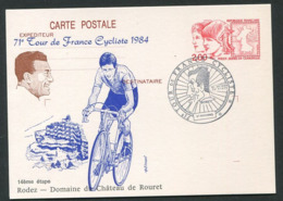 FRANCE 1984 - Carte Entier Postal - 71e Tour De France Cycliste - 14eme Etape Rodez - Chateau De Rouret - Overprinter Postcards (before 1995)