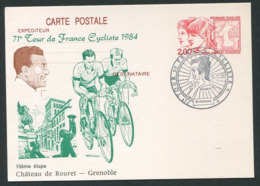 FRANCE 1984 - Carte Entier Postal - 71e Tour De France Cycliste - 15eme Etape Chateau De Rouret - Grenoble - Overprinter Postcards (before 1995)