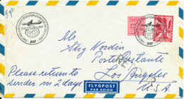 Sweden Air Mail Cover First SAS Flight Stockholm Los Angeles Via Greenland 15-11-1954 - Briefe U. Dokumente