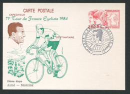 FRANCE 1984 - Carte Entier Postal - 71e Tour De France Cycliste - 19eme Etape Aime - Morzine - Overprinter Postcards (before 1995)