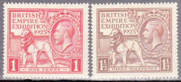 GREAT BRITAIN     SCOTT NO. 203-4    MINT HINGED    YEAR  1925 - Unused Stamps