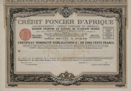 Crédit Fonçier D'Afrique, Certificat Nominatif - Bank & Insurance
