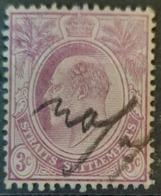 STRAITS SETTLEMENTS 1908 - Canceled - Sc# 112 - 3c - Straits Settlements