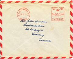 Sweden Air Mail Cover With Meter Cancel Sent To Denmark Kristinehamn 28-8-1958 - Covers & Documents