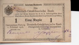 Deutsh Ostafrikanische Bank  - Eine Rupie 1916  Rare - Altri & Non Classificati