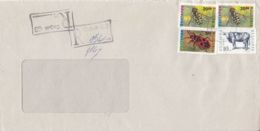 7497FM- FLIES, BEETLE, COW, STAMPS ON REGISTERED COVER, 1993, BULGARIA - Cartas & Documentos