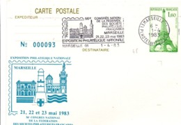 Marseille 1983 - Flamme Congrès Philatélique Sur Entier Repiqué - Mechanical Postmarks (Advertisement)