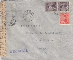 COVER. EGYPTE. 1950. CHARLES EID LE CAIRE TO LYON FRANCE. 32 Mills CENSOR STRIP - Covers & Documents