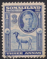 Somaliland 1942 KGV1 3 Annas Bright Blue Used SG 108 ( K496 ) - Somaliland (Herrschaft ...-1959)