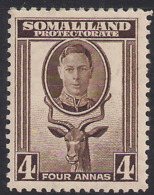 Somaliland 1942 KGV1 4 Annas Sepia MM SG 109 ( K578 ) - Somaliland (Herrschaft ...-1959)