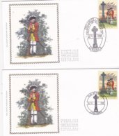 FDC OP ZIJDE/SUR SOIE   2 FDC   DE SLAG BIJ FONTENOY LA BATAILLE DE FONTENOY - 1991-2000