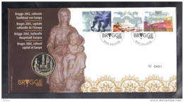 BELGIQUE NUMISLETTER COB 3056/60, BRUGES 2002 CAPITALE CULTURELLE DE L' EUROPE. (3L51) - Numisletters