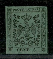 ANTICHI STATI ITALIANI - MODENA - 1852 - 5 Cent (1) - Ottimi Margini - Gomma Originale - Diena (7.000) - Andere & Zonder Classificatie