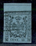ANTICHI STATI ITALIANI - MODENA - 1852 - 40 Cent (5 - Celeste) Usato - Grande Bordo Foglio Da Interspazio In Alto - Annu - Other & Unclassified