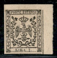 ANTICHI STATI ITALIANI - MODENA - 1852 - 1 Lira (11) Angolo Di Foglio - Gomma Originale - Altri & Non Classificati