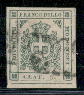 ANTICHI STATI ITALIANI - MODENA - 1859 - 5 Cent (12) Usato - Angolo Di Foglio Con Grandi Margini - Annullamento Leggerme - Altri & Non Classificati