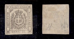 ANTICHI STATI ITALIANI - MODENA - 1859 - 15 Cent (13) Gomma Originale - Senza Filetto Sotto Il Valore - Punto Chiaro - D - Andere & Zonder Classificatie