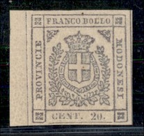 ANTICHI STATI ITALIANI - MODENA - 1859 - 20 Cent (16) Bordo Foglio - Gomma Integra - Molto Bello - G. Bolaffi - Autres & Non Classés