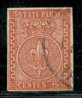 ANTICHI STATI ITALIANI - PARMA - 1853 - 15 Cent (7) Usato - Annullo Leggero - Molto Bello - Raybaudi + Cert. Bottacchi ( - Other & Unclassified
