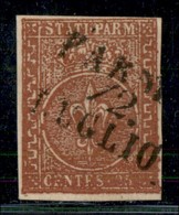 ANTICHI STATI ITALIANI - PARMA - 1855 - 25 Cent (8) Usato - Diena + Oliva + Cert. Bottacchi (1.000) - Other & Unclassified