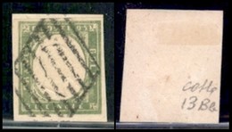 ANTICHI STATI ITALIANI - SARDEGNA - 1859 - 5 Cent Verde Oliva Chiaro (13Bb) - Usato - Colla (400) - Autres & Non Classés