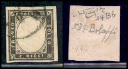 ANTICHI STATI ITALIANI - SARDEGNA - 1860 - 10 Cent Bruno Nerastro (14Bb) - Usato - Cert Raybaudi (2000) - Sonstige & Ohne Zuordnung