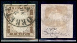 ANTICHI STATI ITALIANI - SARDEGNA - 1861 - 10 Cent Bruno Cioccolato Chiaro (14CK) - Usato - Raybaudi (500) - Otros & Sin Clasificación