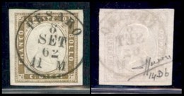 ANTICHI STATI ITALIANI - SARDEGNA - 1862 - 10 Cent Oliva Chiaro (14Db) - Usato - Sorani (550) - Altri & Non Classificati