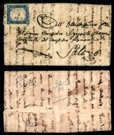 ANTICHI STATI ITALIANI - SARDEGNA - 20 Cent Celeste Oltremare Scurissimo (15i) - Lettera Da Racconigi A Saluzzo Del 8.12 - Other & Unclassified