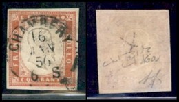 ANTICHI STATI ITALIANI - SARDEGNA - 1855 - 40 Cent Vermiglio (16a) - Usato - Raybaudi + Diena (650) - Andere & Zonder Classificatie