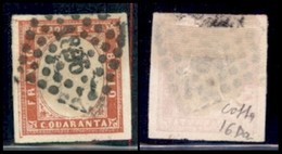 ANTICHI STATI ITALIANI - SARDEGNA - 1861 - 40 Cent (16Da) Con Parte Di Annullo D'arrivo - Colla - Otros & Sin Clasificación