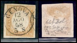 ANTICHI STATI ITALIANI - SARDEGNA - 1858 - 80 Cent Ocra Arancio Scuro (17c) - Usato - Raybaudi (2250) - Andere & Zonder Classificatie