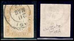 ANTICHI STATI ITALIANI - SARDEGNA - 1859 - 80 Cent Giallo Ocra Pallido (17A) - Usato - Raybaudi (1300) - Other & Unclassified