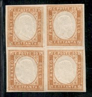 ANTICHI STATI ITALIANI - SARDEGNA - 1860 - 80 Cent (17B) In Quartina - Gomma Originale (350) - Autres & Non Classés