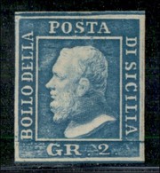 ANTICHI STATI ITALIANI - SICILIA - 1859 - 2 Grana (8) - Gomma Originale - Molto Bello - Diena + Cert. Bolaffi (350) - Andere & Zonder Classificatie