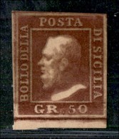 ANTICHI STATI ITALIANI - SICILIA - 1859 - 50 Grana (14) Bordo Foglio (pos. 97) - Gomma Originale - Molto Bello - Raybaud - Other & Unclassified