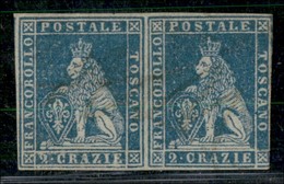 ANTICHI STATI ITALIANI - TOSCANA - 1851 - 2 Crazie (5) - Coppia Orizzontale - Nuova Con Gomma Parziale - Difetti - Da Es - Other & Unclassified